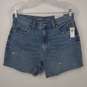 Old Navy High Waisted Slouchy Straight Distressed Cutoff Denim Jean Shorts